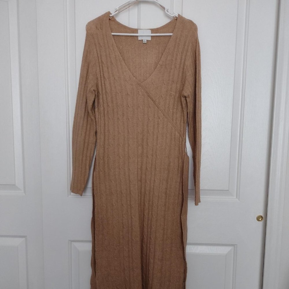 Pink Rose cable knit Sweater Dress